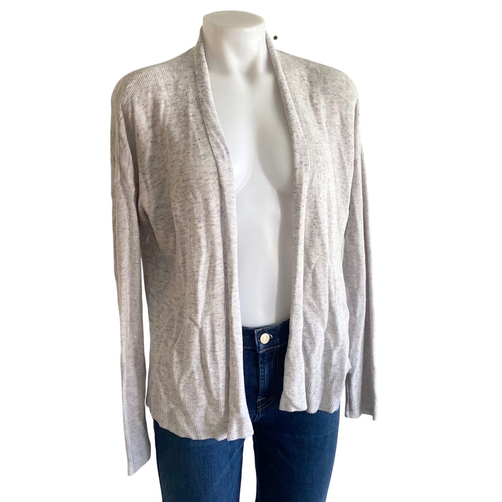 Eileen Fisher Lilac Space Dye Open Front Cardigan Sweater XS Marled Knit